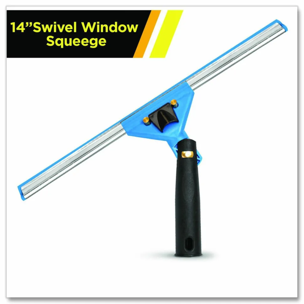 Gritt Commercial Swivel Window Squeegee with Quick Release, 14" Wide Blade