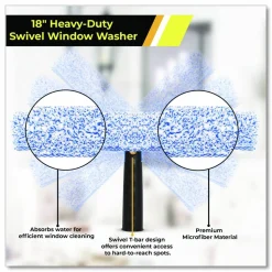 Gritt Commercial Swivel Window Washing Kit with Squeegee and Washer, 18