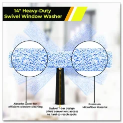 Gritt Commercial Swivel Window Washing Kit with Squeegee and Washer, 14