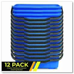 Gritt Commercial Window and General Cleaning Bucket, 3 gal, Blue, 12/Carton