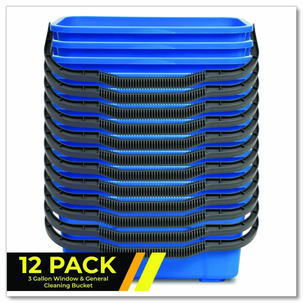 Gritt Commercial Window and General Cleaning Bucket, 3 gal, Blue, 12/Carton