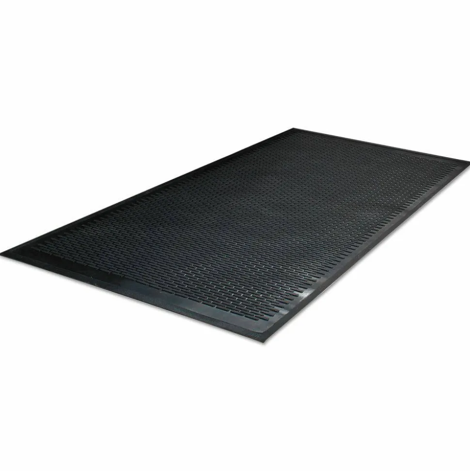 Guardian Clean Step Outdoor Rubber Scraper Mat, Black Ribbon Ribbed Polypropylene Surface, 36" x 60"