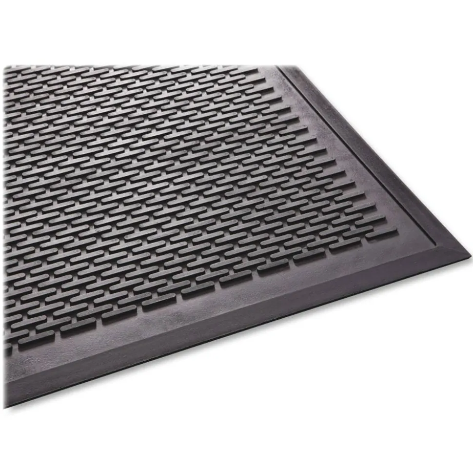 Guardian Clean Step Outdoor Rubber Scraper Mat, Black Ribbon Ribbed Polypropylene Surface, 36" x 60"