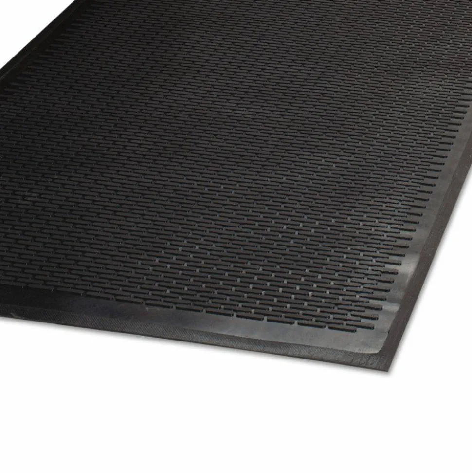 Guardian Clean Step Outdoor Rubber Scraper Mat, Black Ribbon Ribbed Polypropylene Surface, 36" x 60"