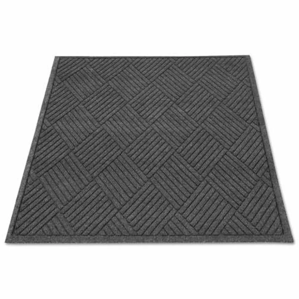 Guardian EcoGuard Diamond Floor Mats, Rectangular, Charcoal Gray Carpeted Surface, 24" x 36"