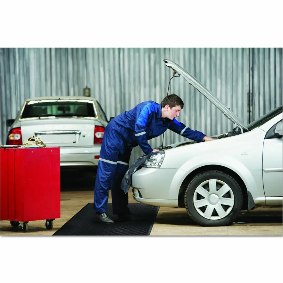 Guardian Floor Protection Air Step Anti-Fatigue Mat - Indoor - 24" Length x 36" Width x 0.37" Thickness - Polycarbonate - Black
