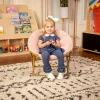Gwen 23" Kids Cozy Mini Folding Saucer Chair, Faux Fur Moon Chair for Toddlers and Bedroom, Blush/Soft Gold