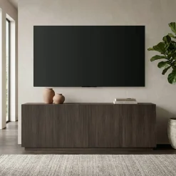 Halifax Rectangular Fluted TV Stand for TV's up to 75" in Alder Brown