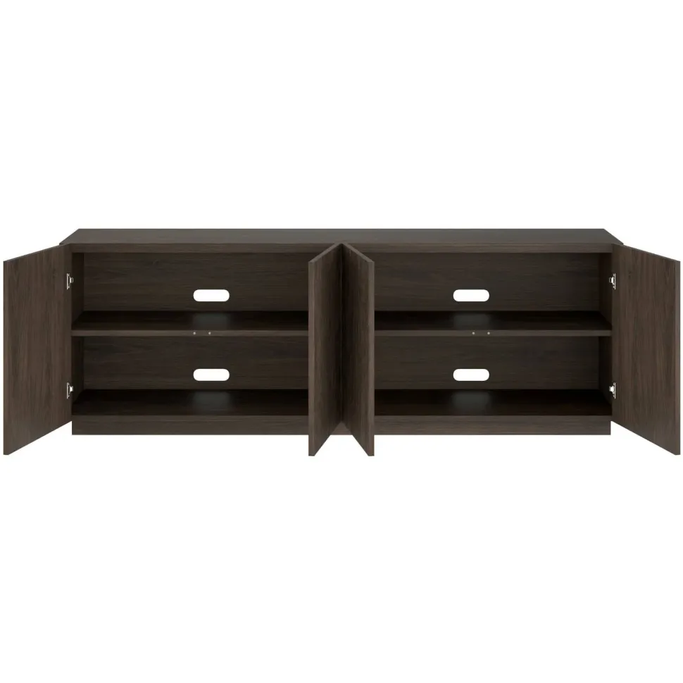 Halifax Rectangular Fluted TV Stand for TV's up to 75" in Alder Brown