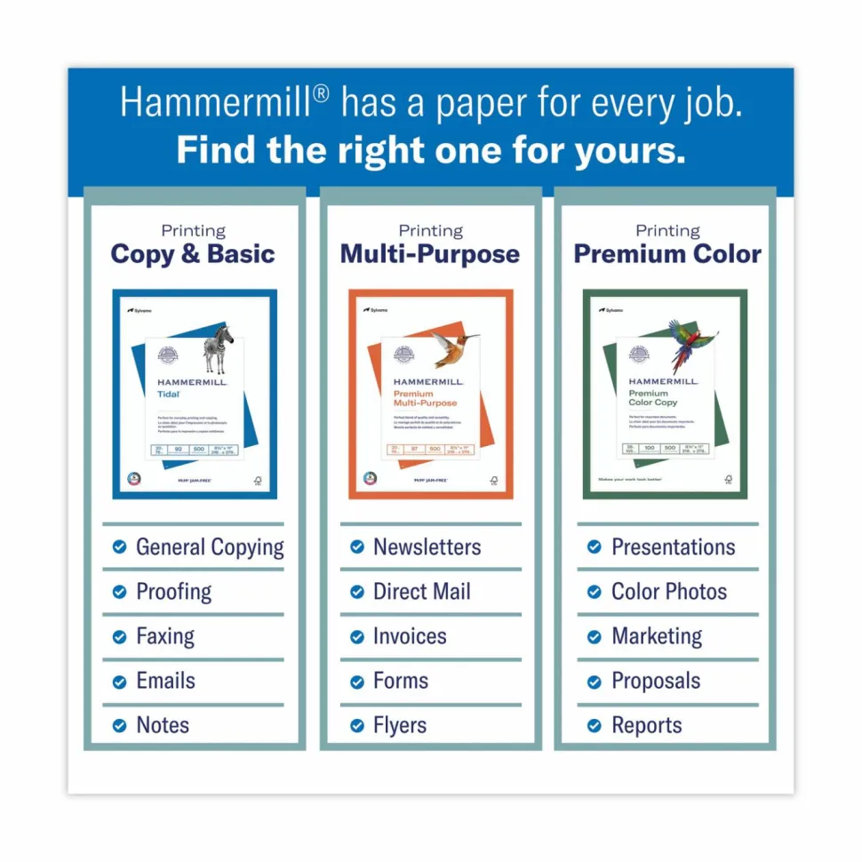 Hammermill Color Card Stock, White, Letter (8.5" x 11"), 80 Lb, Pack Of 250