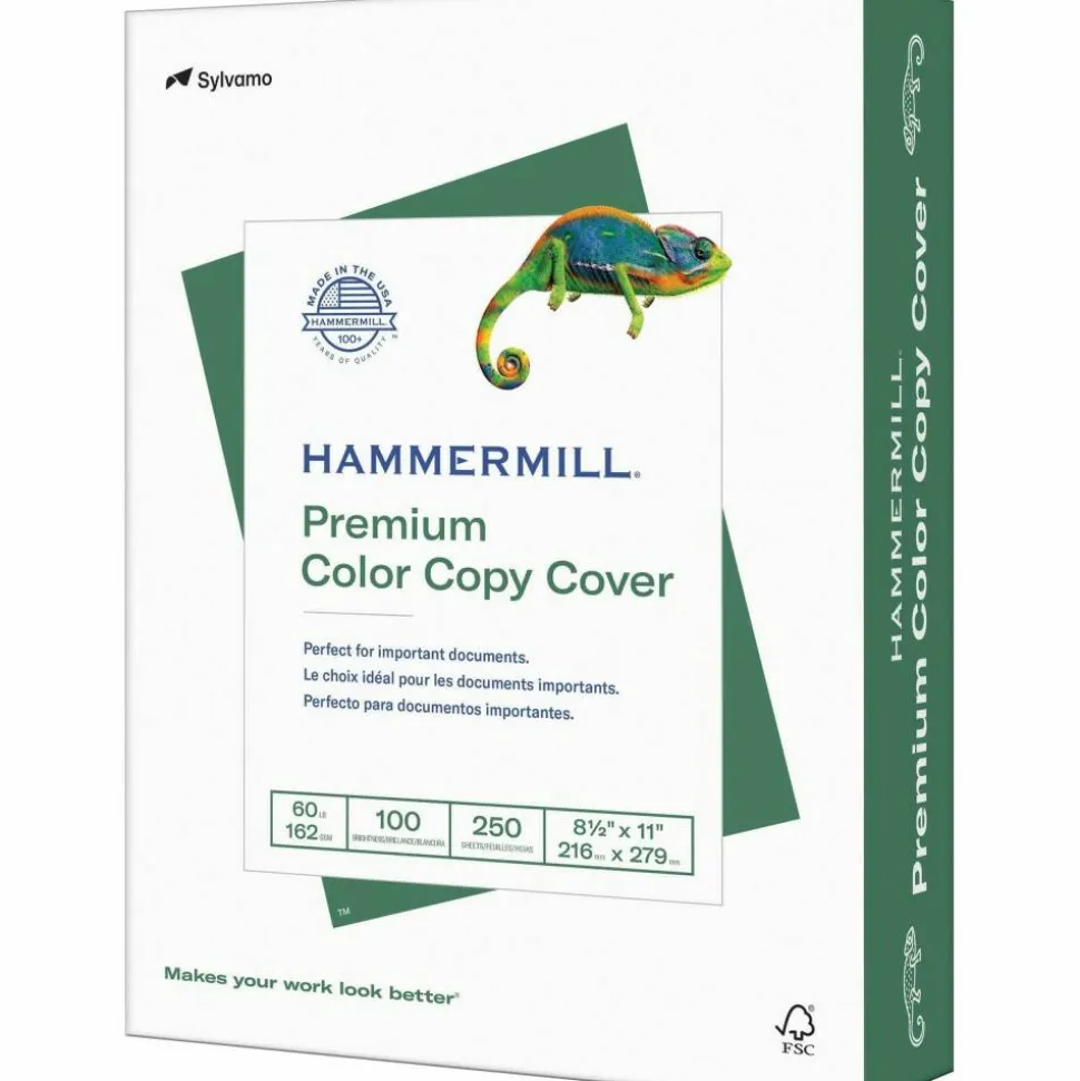 Hammermill Color Card Stock, White, Letter (8.5" x 11"), 60 Lb, Pack Of 250