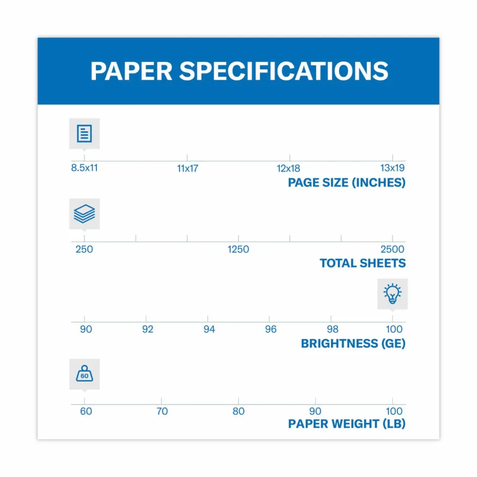 Hammermill Color Card Stock, White, Letter (8.5" x 11"), 60 Lb, Pack Of 250