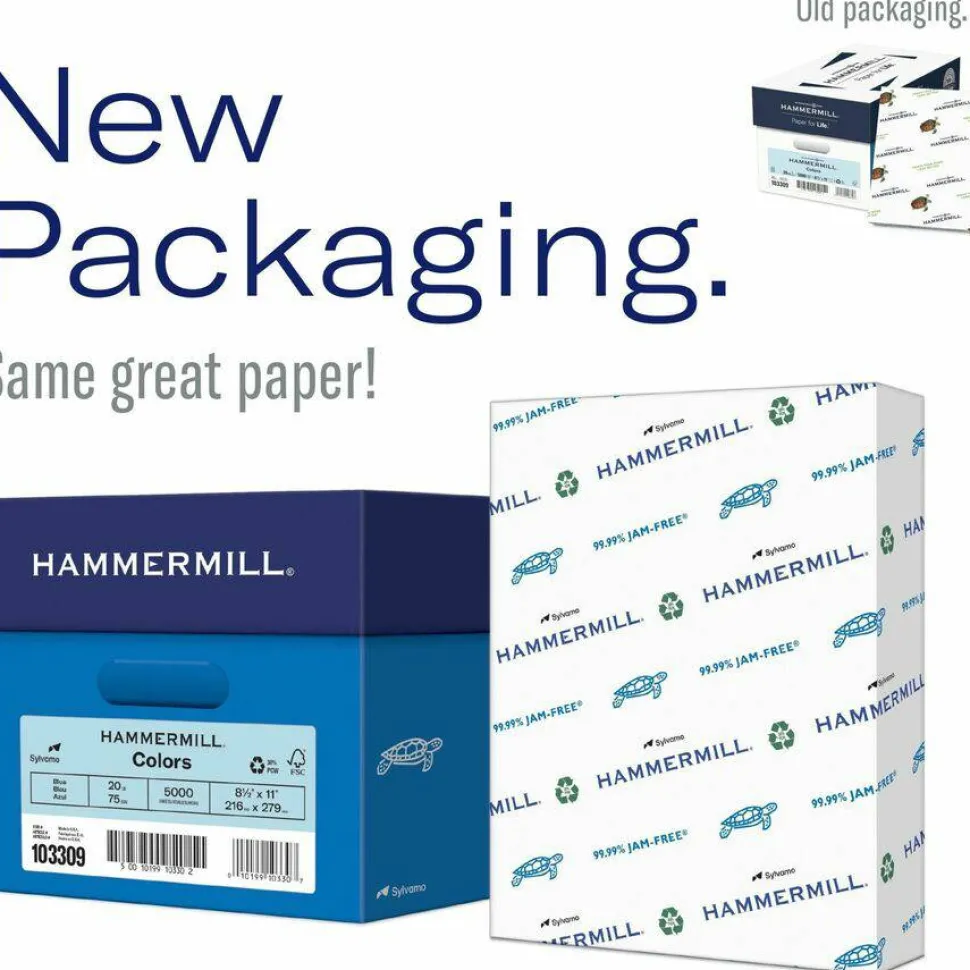 Hammermill Colors Color Multi-Use Printer & Copy Paper, 1 Ream, Blue, Letter (8.5" x 11"), 500 Sheets Per Ream, 24 Lb