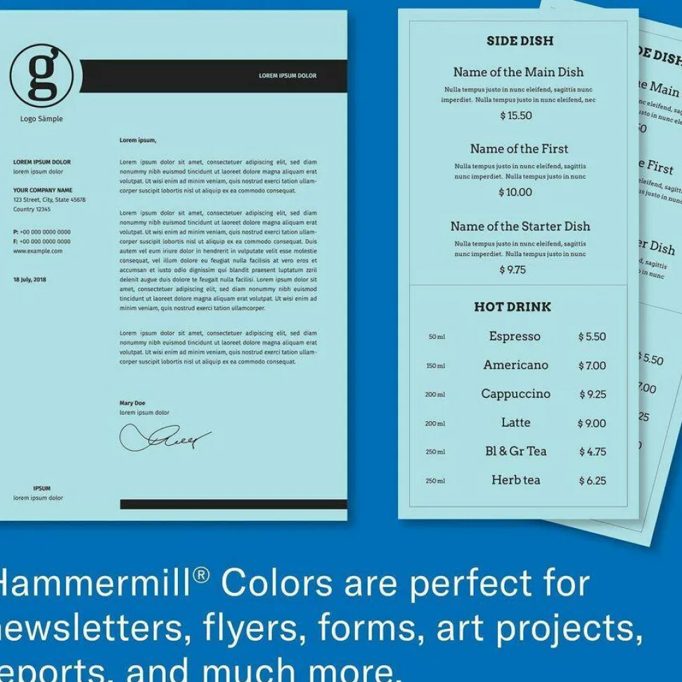 Hammermill Colors Print Paper, 20 lb Bond Weight, 8.5 x 11, Blue, 500 Sheets/Ream, 10 Reams/Carton