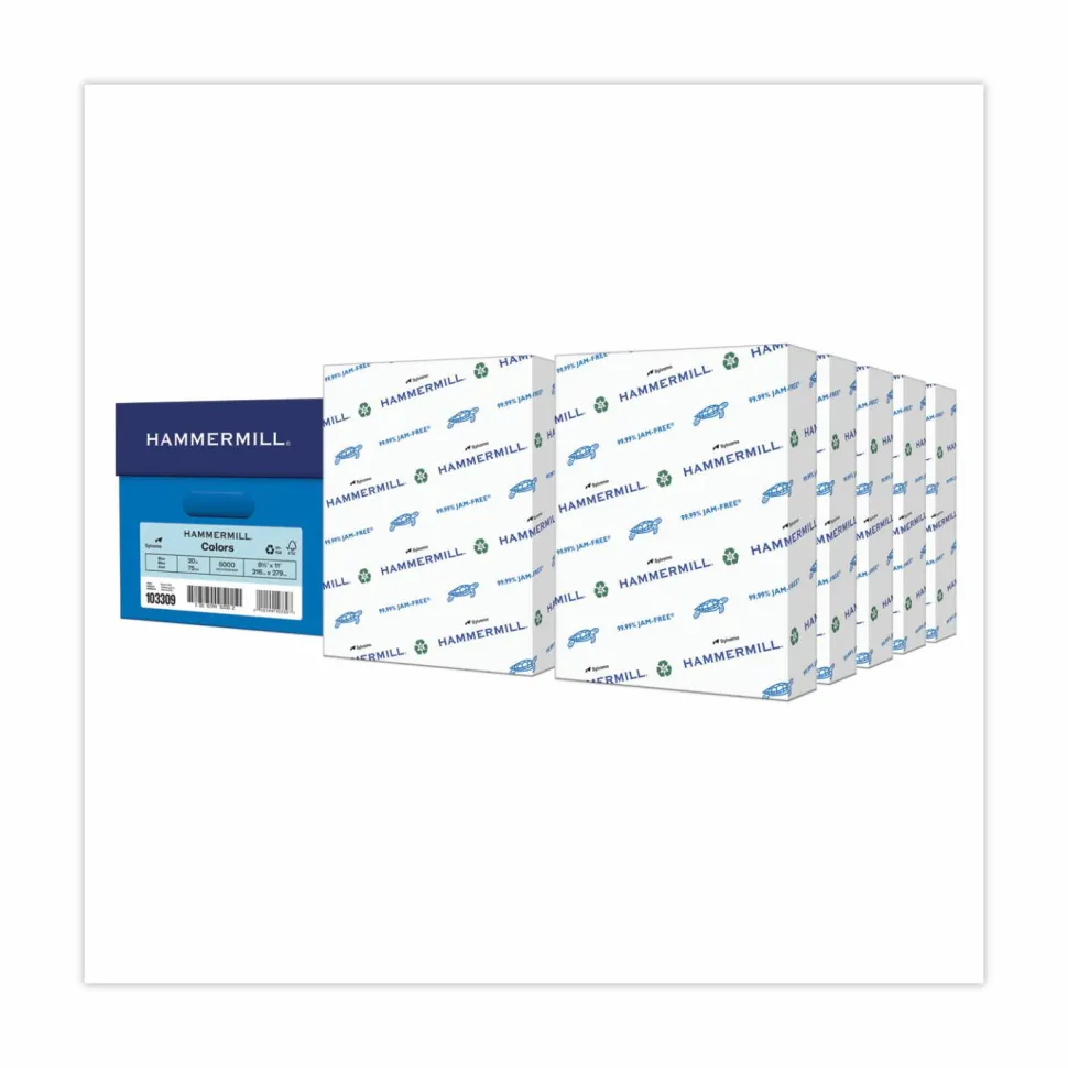 Hammermill Colors Print Paper, 20 lb Bond Weight, 8.5 x 11, Blue, 500 Sheets/Ream, 10 Reams/Carton