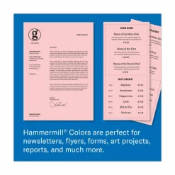 Hammermill Colors Print Paper, 20 lb Bond Weight, 8.5 x 11, Pink, 500 Sheets/Ream, 10 Reams/Carton