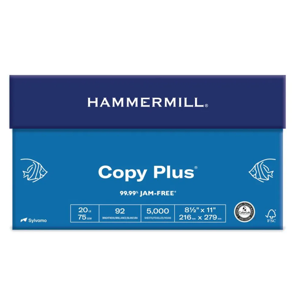 Hammermill Copy Plus Copy Paper, White, Letter (8.5" x 11"), 5000 Sheets Per Case, 20 Lb, 92 Brightness, FSC Certified