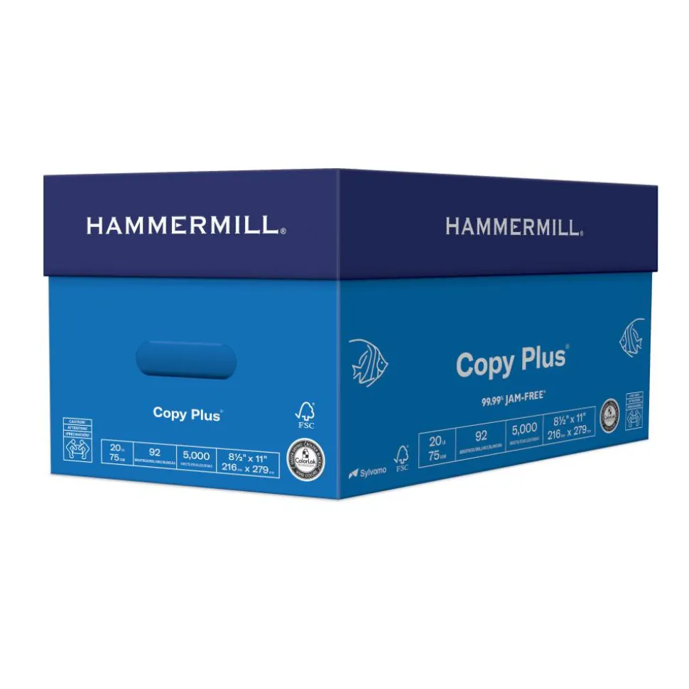 Hammermill Copy Plus Copy Paper, White, Letter (8.5" x 11"), 5000 Sheets Per Case, 20 Lb, 92 Brightness, FSC Certified