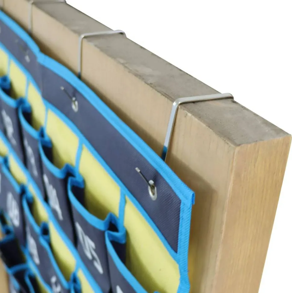 Hanging 36-Pocket Cell Phone Storage Classroom Organizer, 37-13/16” x 26-7/16”, Blue/Yellow