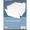 Hanging File Folders, 1/5-Cut, Letter Size, White, Pack Of 25 Folders