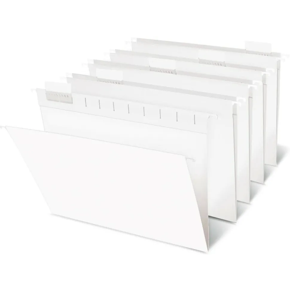 Hanging File Folders, 1/5-Cut, Letter Size, White, Pack Of 25 Folders