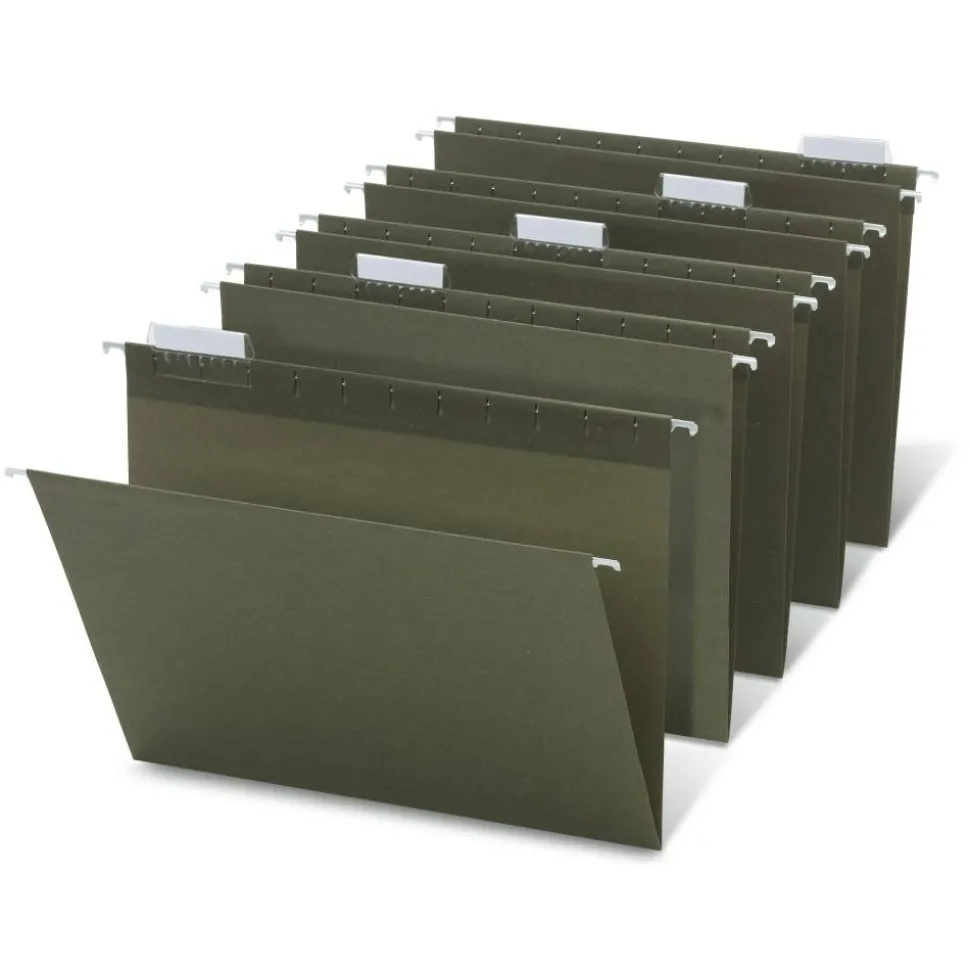Hanging Folders, 1/5 Cut, Letter Size, 100% Recycled, Green, Pack Of 25
