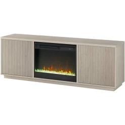 Hanson Rectangular TV Stand with 26" Crystal Fireplace for TV's up to 75" in Alder White