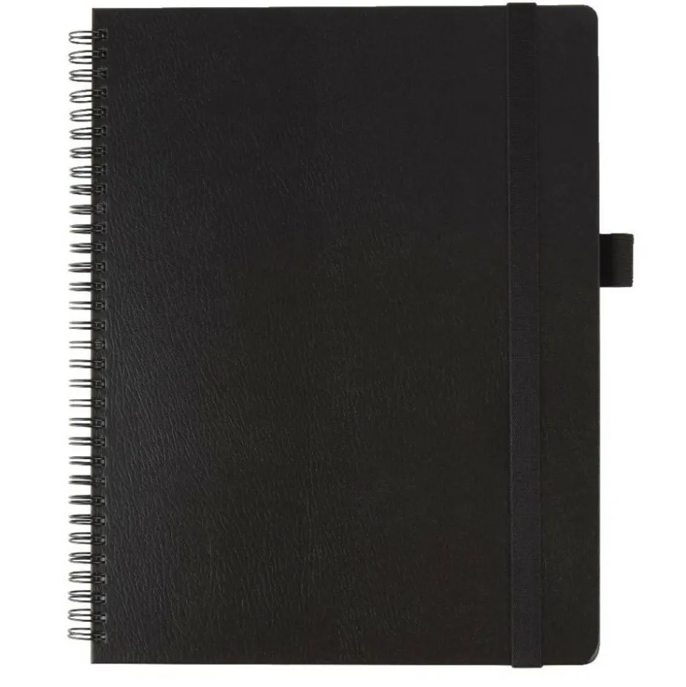 Hard Cover Premium Business Notebook, 8 1/2" x 11", 1 Subject, Narrow Ruled, 120 Pages (60 Sheets), Black