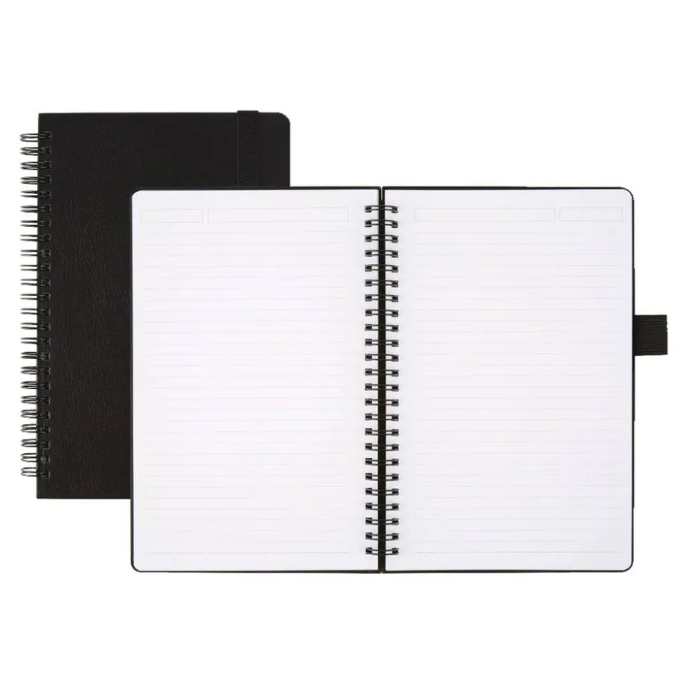 Hard Cover Premium Business Notebook, Junior, 5 1/2" x 8 1/2", 1 Subject, Narrow Ruled, 120 Pages (60 Sheets), Black