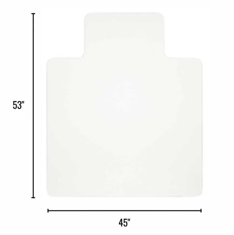 Hard Floor Chair Mat, Wide Lip, 45" x 53", Clear, OD76600
