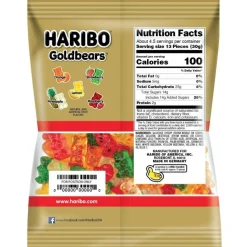 HARIBO Gold-Bears Gummi Candy - Lemon, Orange, Pineapple, Raspberry, Strawberry - 5 oz - 12 / Carton