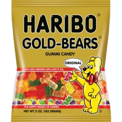 HARIBO Gold-Bears Gummi Candy - Lemon, Orange, Pineapple, Raspberry, Strawberry - 5 oz - 12 / Carton