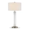 Harlow 29" Tall Table Lamp with Fabric Shade in Clear Glass/Polished Nickel/White