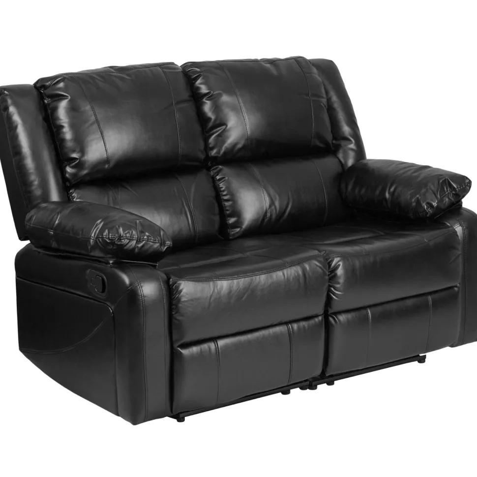 Harmony Series Black LeatherSoft Loveseat with Two Built-In Recliners