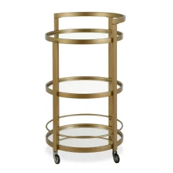 Hause 21" Wide Round Bar Cart in Brass