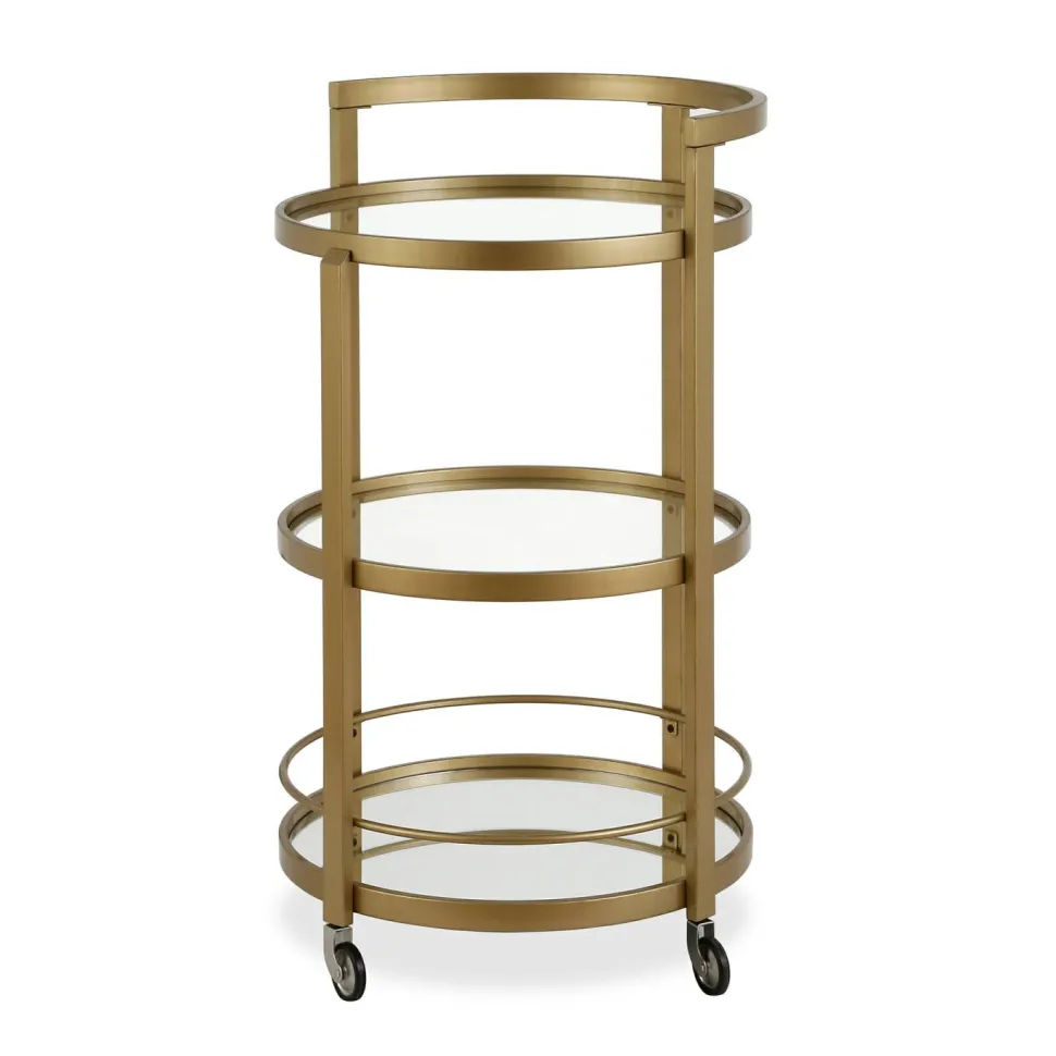 Hause 21" Wide Round Bar Cart in Brass