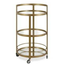 Hause 21" Wide Round Bar Cart in Brass