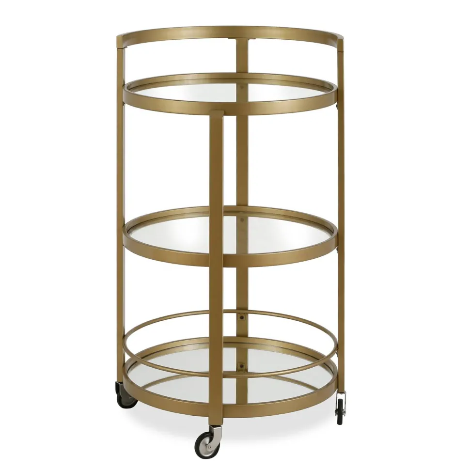 Hause 21" Wide Round Bar Cart in Brass