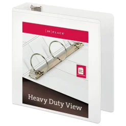 Heavy-Duty Nonstick View 3-Ring Binder, 3" Round Rings, White
