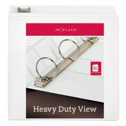 Heavy-Duty Nonstick View 3-Ring Binder, 3" Round Rings, White