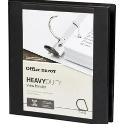 Heavy-Duty View 3-Ring Binder, 1" D-Rings, 49% Recycled, Black