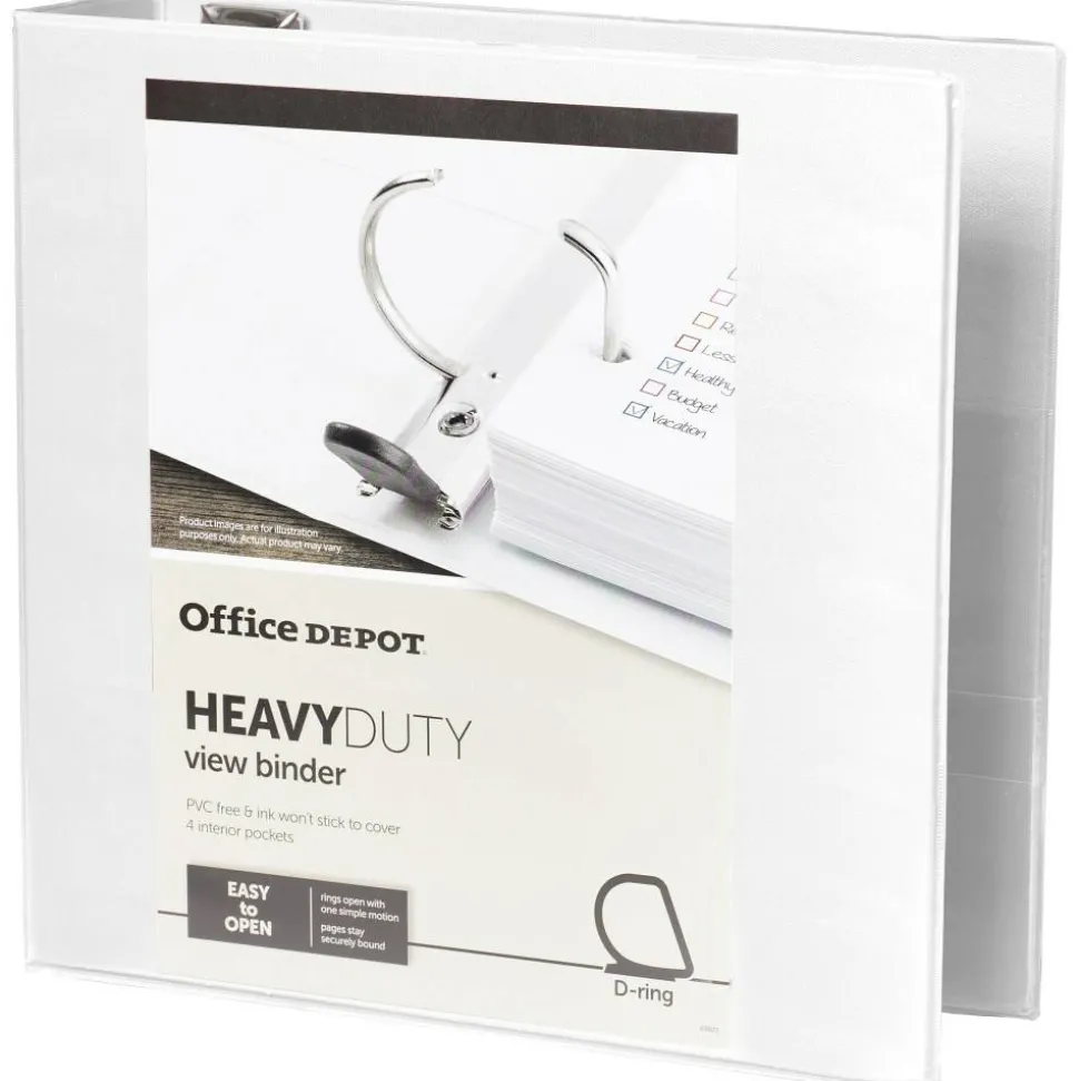 Heavy-Duty View 3-Ring Binder, 3" D-Rings, White