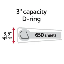 Heavy-Duty View 3-Ring Binder, 3" D-Rings, 49% Recycled, Black