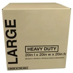 Heavy-Duty Corrugated Moving Box, 20"H x 20"W x 20"D, Kraft