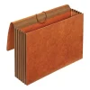 Heavy-Duty Expanding Wallets, 5-1/4" Expansion, Legal Size, Brown, Box Of 5