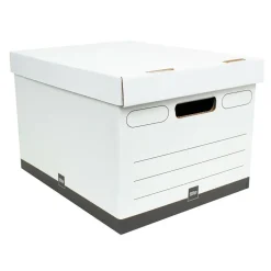 Heavy-Duty Quick Set Up Storage Boxes, Letter/Legal Size, 15" x 12" x 10", White/Black, Pack Of 5