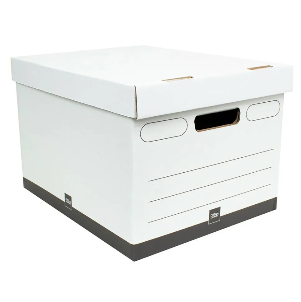 Heavy-Duty Quick Set Up Storage Boxes, Letter/Legal Size, 15" x 12" x 10", White/Black, Pack Of 5