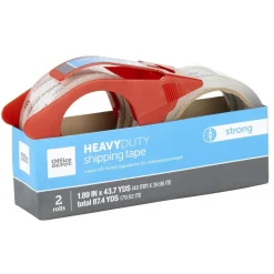 Heavy-Duty Shipping Packing Tape With Dispenser, 1.89" x 43.7 Yd., Clear, Pack Of 2