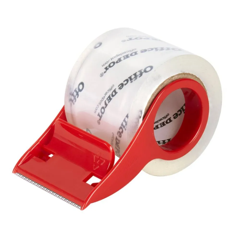 Heavy Duty Shipping Packing Tape With Dispenser, 1.89" x 26.64 Yd, Crystal Clear