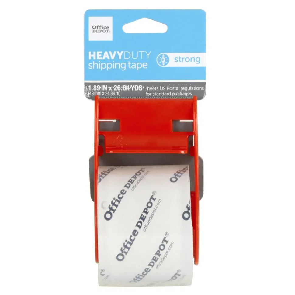 Heavy Duty Shipping Packing Tape With Dispenser, 1.89" x 26.64 Yd, Crystal Clear